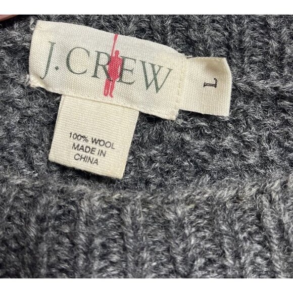 vintage 1990s fisherman J CREW sweater ARAN wool Large irish GRUNGE chunky - Picture 2 of 3